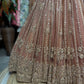 Peach Rose Gold Embroidered Non Bridal Lehenga Set