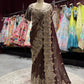 Chocolate Brown Designer Zari Embroidered Saree