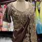 Chocolate Brown Designer Zari Embroidered Saree