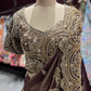Chocolate Brown Designer Zari Embroidered Saree