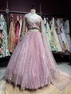 Powder Pink Embroidered Pleated Designer Lehenga Set