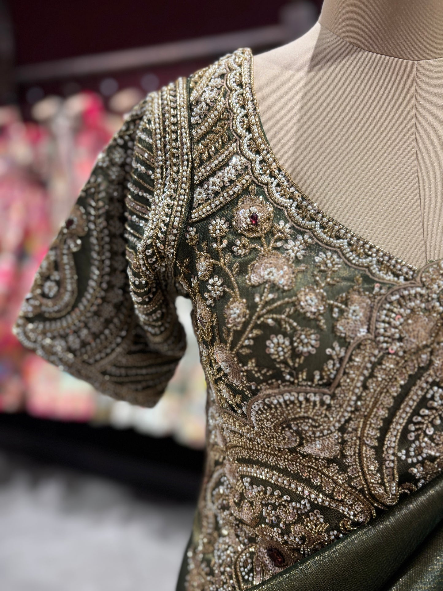 Emerald Green Designer Zari Embroidered Saree