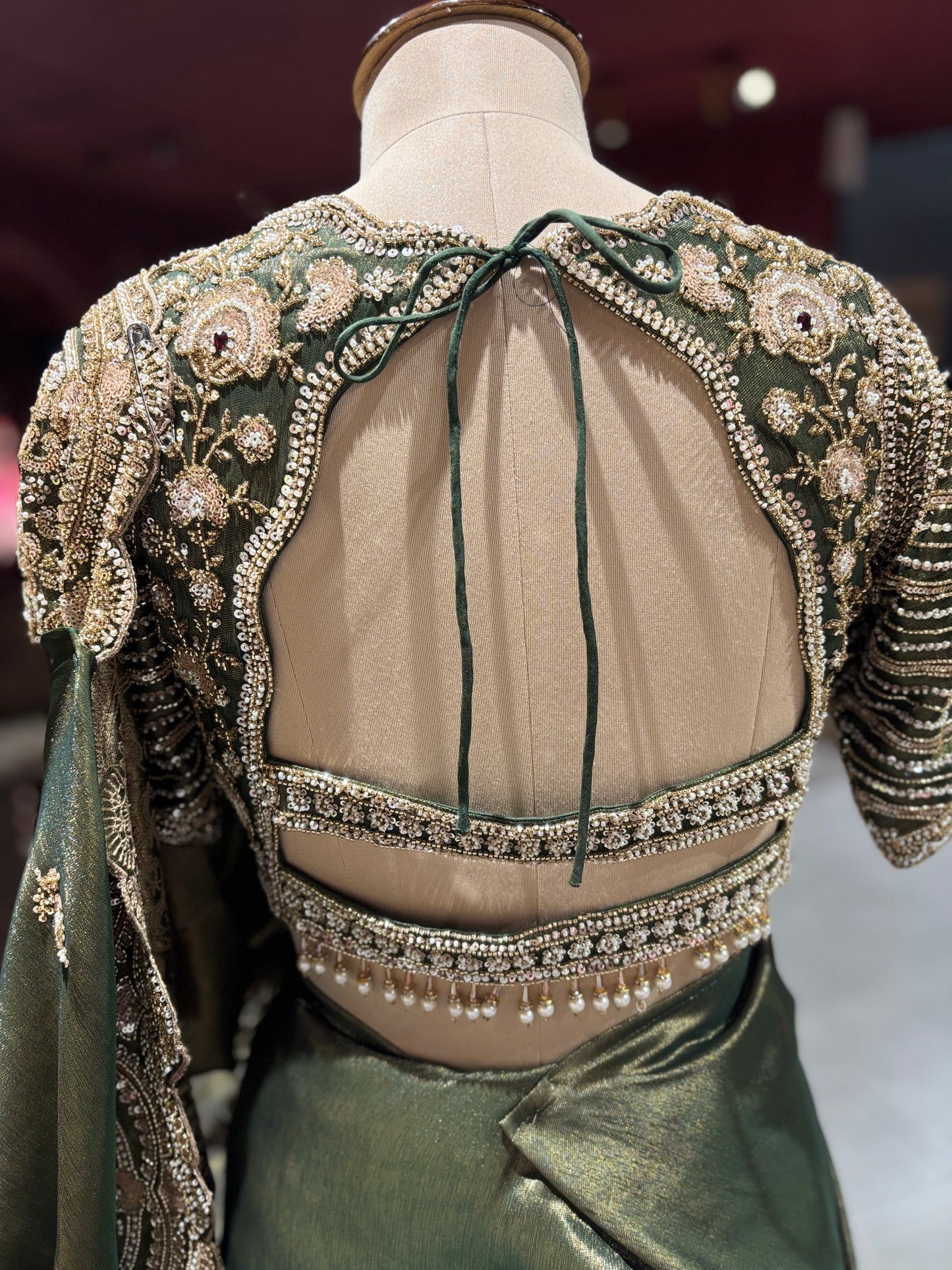 Emerald Green Designer Zari Embroidered Saree