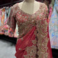 Designer Ruby Red Zari Embroidered Saree with designer Blouse