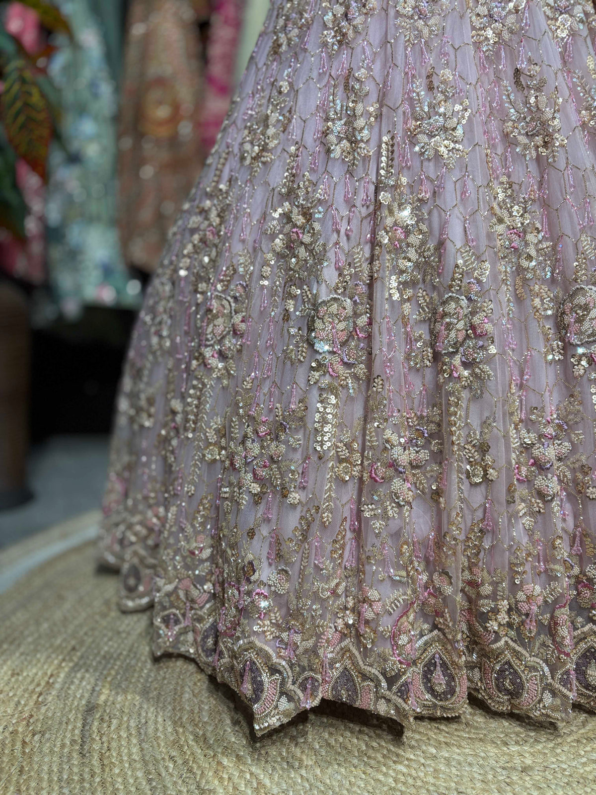 Blush Pink Floral Embellished Designer Lehenga Set