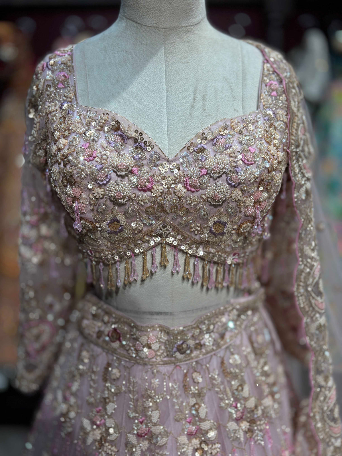 Blush Pink Floral Embellished Designer Lehenga Set