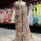 Grand Pastel Beige Floral Embroidered Designer Saree