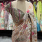 Grand Pastel Beige Floral Embroidered Designer Saree