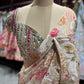 Grand Pastel Beige Floral Embroidered Designer Saree