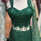 Emerald Green Embellished Designer Fish Cut Lehenga Set