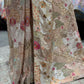 Grand Pastel Beige Floral Embroidered Designer Saree