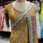 Mustard Yellow Printed Designer Saree with Multicolor Border