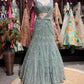 Sage Green Fish Cut Embroidered Designer Lehenga Set