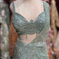 Sage Green Fish Cut Embroidered Designer Lehenga Set