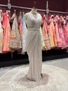 White Net Embroidered Designer Party Wear Drape Saree