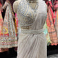 White Net Embroidered Designer Party Wear Drape Saree