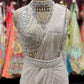 White Net Embroidered Designer Party Wear Drape Saree