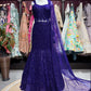 Royal Blue Sequin Embroidered Fish Cut Lehenga Set