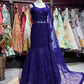 Royal Blue Sequin Embroidered Fish Cut Lehenga Set