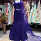 Royal Blue Sequin Embroidered Fish Cut Lehenga Set
