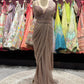 Mocha Brown Net Embroidered Designer Party Wear Drape Saree