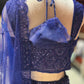 Royal Blue Sequin Embroidered Fish Cut Lehenga Set
