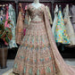 Champagne Gold Peacock Embroidered Designer Lehenga Set