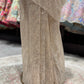 Champagne Gold Sequin Net Designer Party Wear Drape Saree