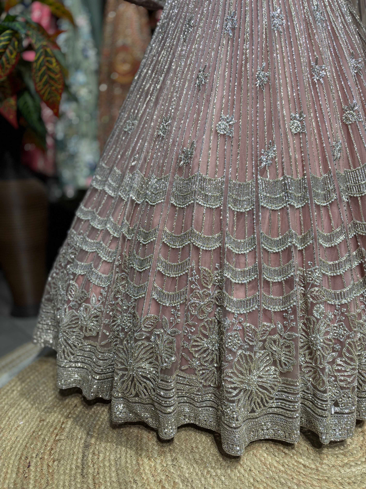 Blush Pink Silver Embroidered Designer Lehenga Set