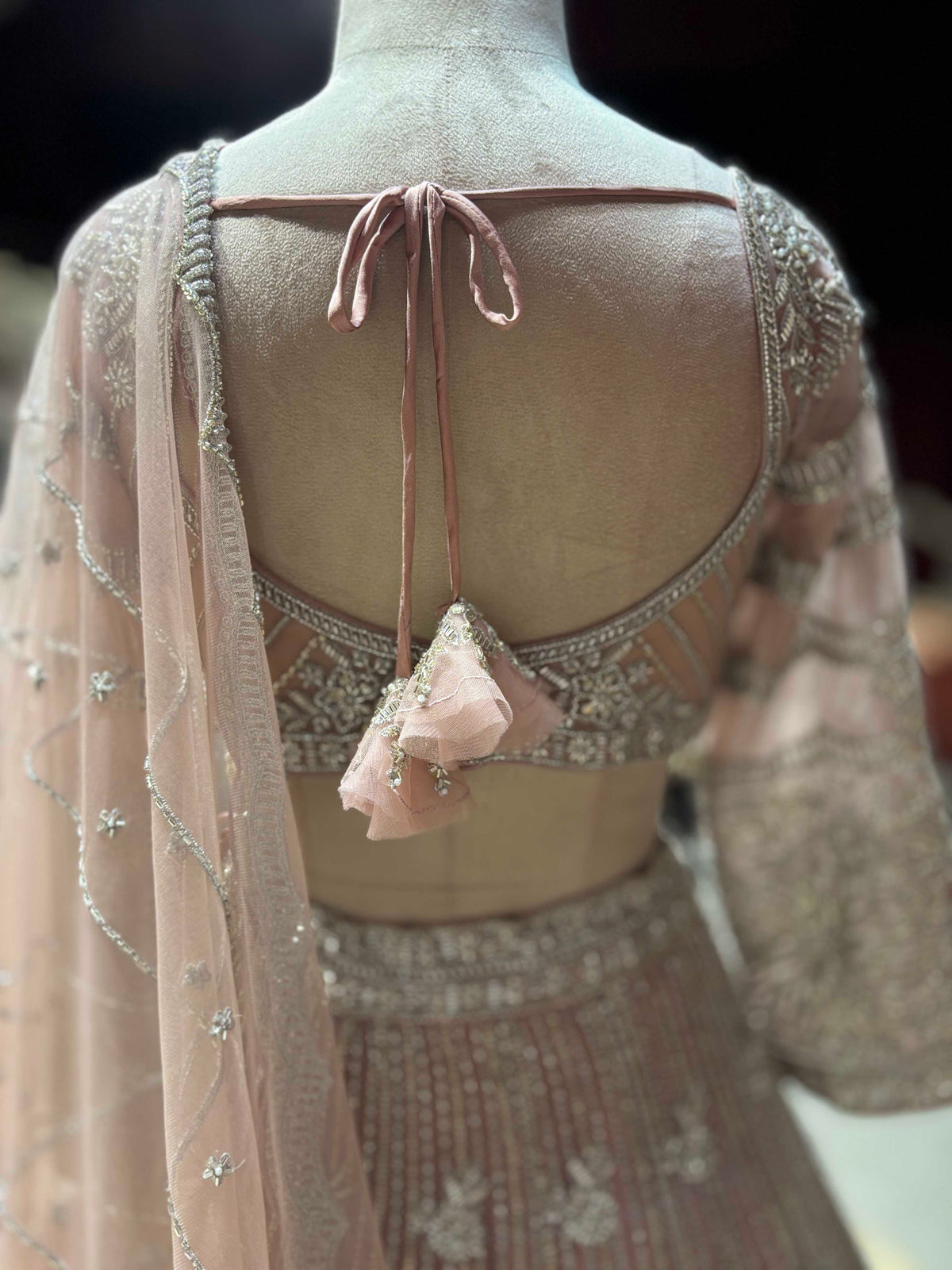 Blush Pink Silver Embroidered Designer Lehenga Set