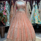 Peach Rose Gold Embroidered Designer Lehenga Set