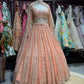 Peach Rose Gold Embroidered Designer Lehenga Set
