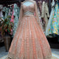 Peach Rose Gold Embroidered Designer Lehenga Set