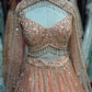 Peach Rose Gold Embroidered Designer Lehenga Set