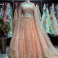 Peach Rose Gold Embroidered Designer Lehenga Set