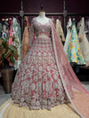 Dusty Rose Silver Floral Embroidered Designer Lehenga Set
