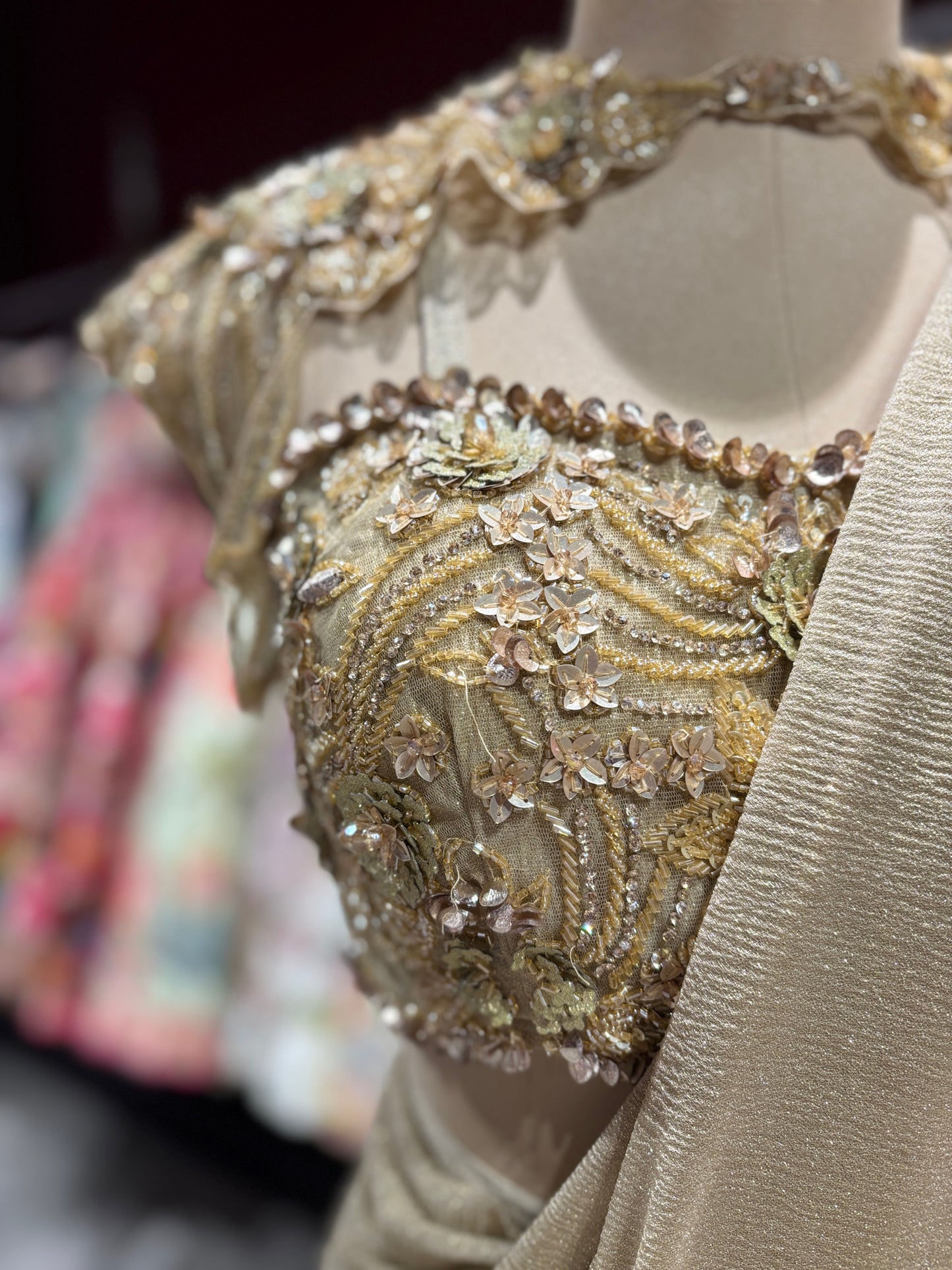 Gold Sequin Drape Designer Party Wear Saree