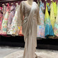 Champagne Beige Drape Saree with Embroidered Blouse
