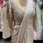 Champagne Beige Drape Saree with Embroidered Blouse