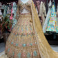 Antique Gold Peacock Embroidered Non Bridal Lehenga Set