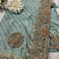 Sea Green Zari Embroidered Designer Silk Saree with Heavy Border