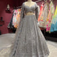 Silver Grey Heavy Embroidered Lehenga with Net Dupatta
