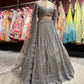 Silver Grey Heavy Embroidered Lehenga with Net Dupatta