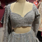 Silver Grey Heavy Embroidered Lehenga with Net Dupatta