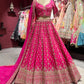 Rani Pink Zari Embroidered Bridal Lehenga with Net Dupatta