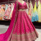 Rani Pink Zari Embroidered Bridal Lehenga with Net Dupatta