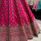 Rani Pink Zari Embroidered Bridal Lehenga with Net Dupatta