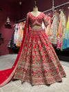 Classic Red Heavy Zari Embroidered Bridal Lehenga with Dupatta
