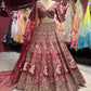 Wine Red Heavy Zari Embroidered Bridal Lehenga with Net Dupatta