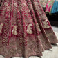 Wine Red Heavy Zari Embroidered Bridal Lehenga with Net Dupatta